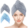 Bathwe Hair Towel Wrap for Women 2 Pack, Ultra Absorbent Twist Hair Turban Drying Cap Hair Wrap, Blue&Gray